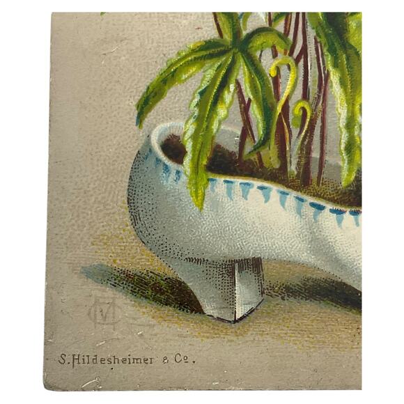 Victorian Christmas Greeting Card Shoe with Plant S Hildesheimer Co Joy Greeting - Picture 4 of 5